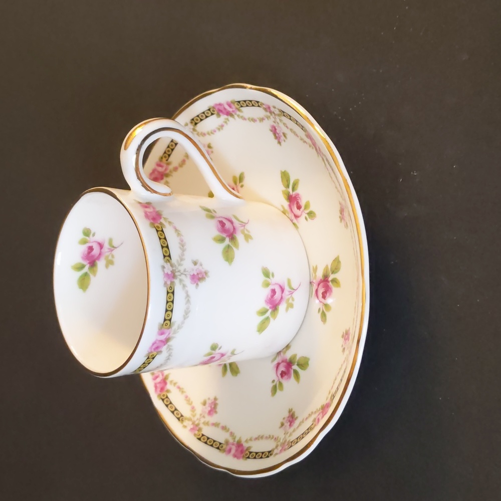 Vintage Oakley China Ltd fine bone China Demitasse cup and saucer pink roses